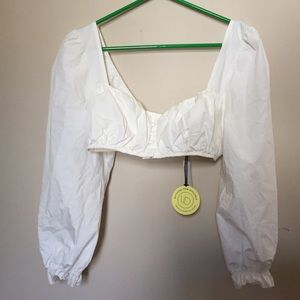 SOLD 🚩🚩🚩Reese Puff Sleeve Cropped Peasant Top